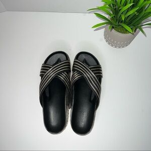 River Island Black & Gold Criss Cross Platform Espadrilles